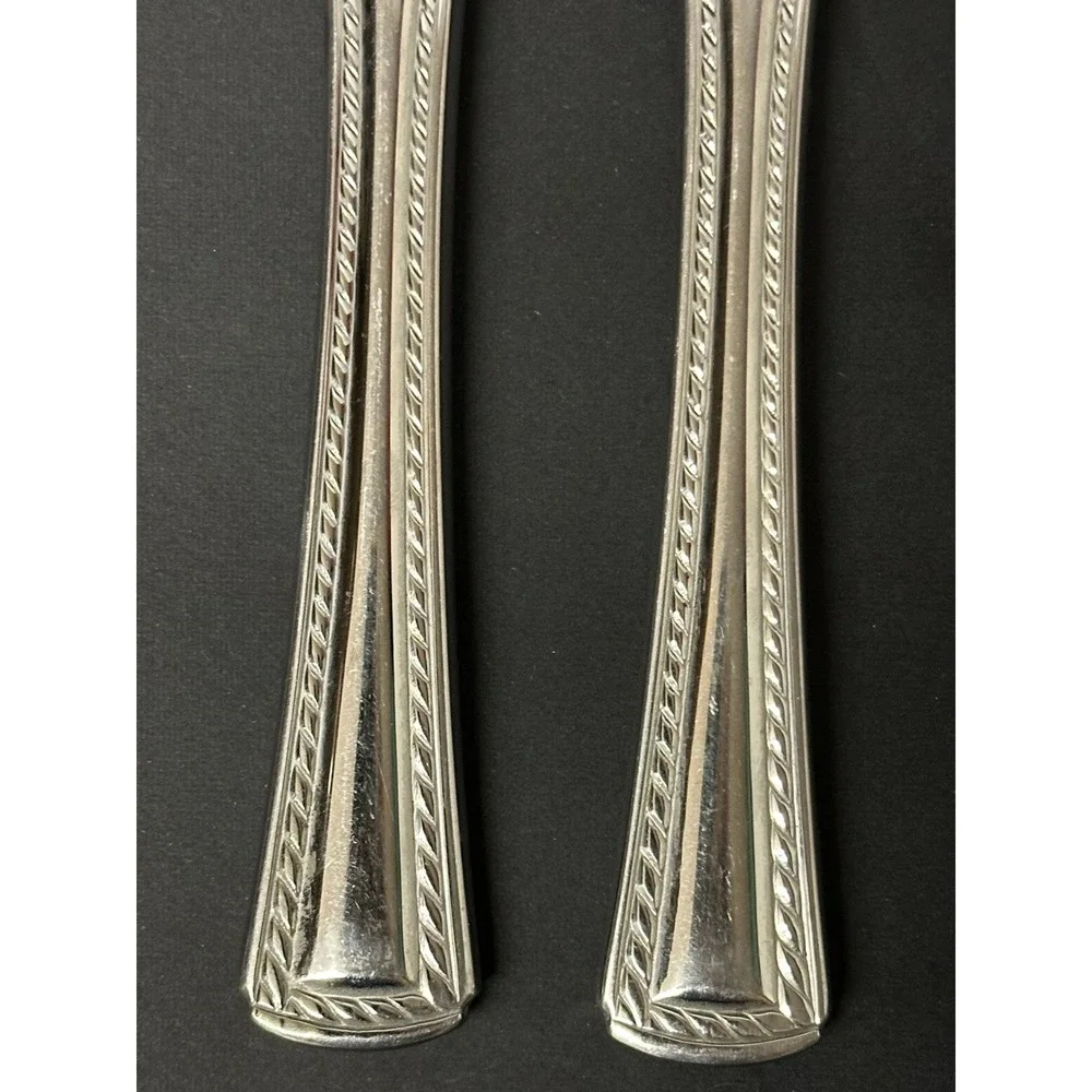 Stainless Flatware Dinner Knives Twisted Rope/Cable Border Square Set Of 6